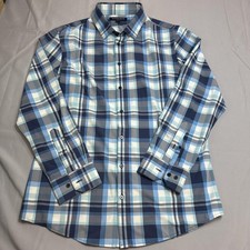 Mizzen Main Shirt Mens XL Blue Plaid Leeward Trim Fit Stretch Dress Office