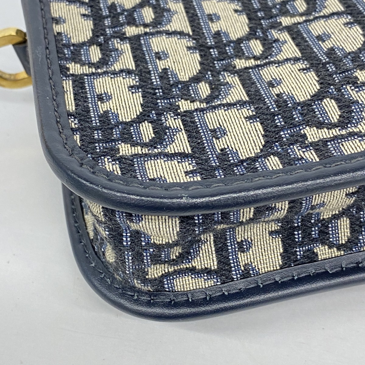 Auth [6ba1579] Christian Dior Clutch bag Oblique Canvas navy Gold metal fitt... thumbnail 8