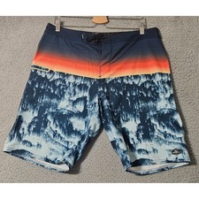 O'Neill Hyperfreak Board Shorts Orange Blue Stripes Men's Size 34 EUC