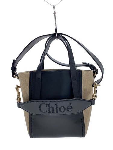 Chloe Shoulder Bag Canvas BLK Sense Small Tote Used