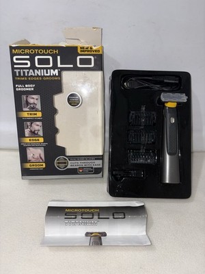 Micro Touch Titanium Solo Trims Edges Grooms Rechargeable Body Razor Used