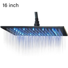 LED Soffione doccia bagno cascata quadrato 40cm Pioggia alta pressione nero inox