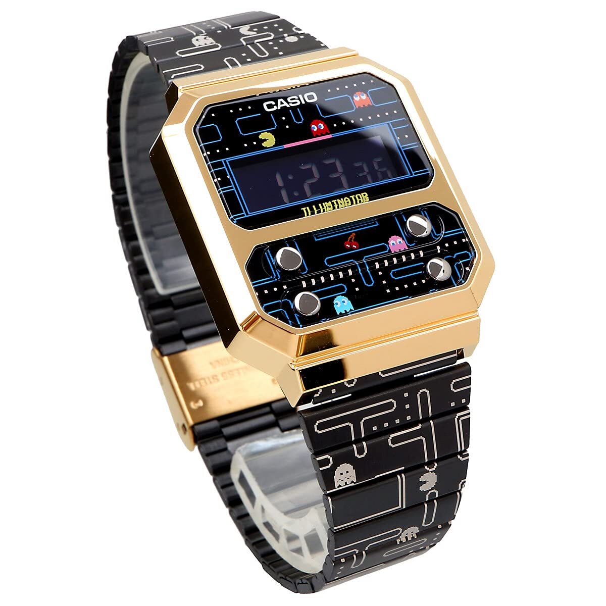 Casio Digital Men's Watch A100WEPC-1B Reprint Design Pac Man