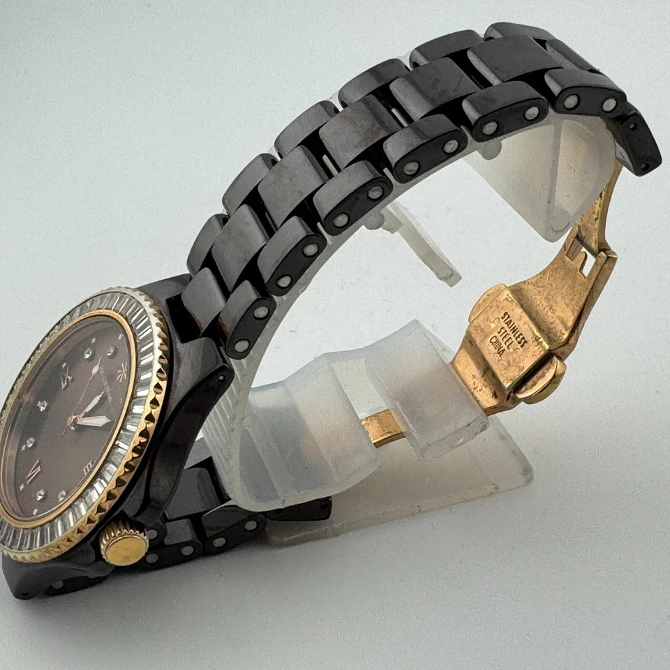 Isaac Mizrahi Reloj Cuarzo Mujer Marrón Cerámica Japón Movt Analógico Batería Nueva 6" Foto 4 de 4