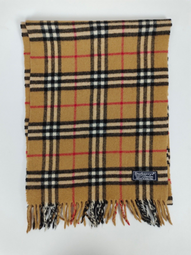 Burberry genuine vintage nova check Camel 100% Lambswool winter Scarf Scarves - Picture 3 of 4