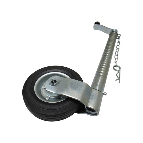 Heavy Duty Jockey Wheel Ribbed 48MM (Metal Rim Wind Up Handle Caravan Trailer) - Picture 6 of 7