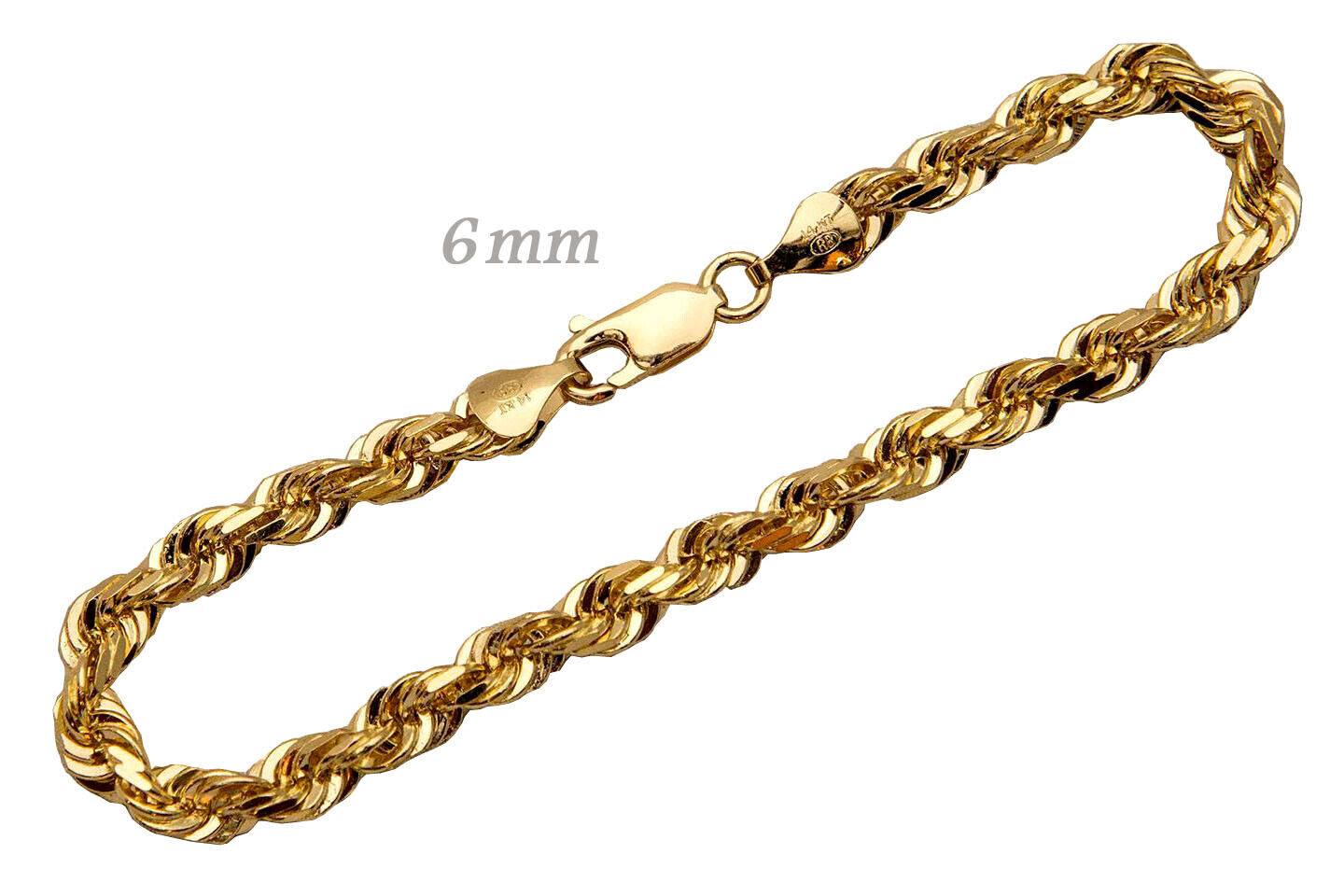 14k Solid Yellow Gold Rope Chain Necklace Bracelet 1mm-10mm Men Women Sz 7"-30" - Picture 29 of 36