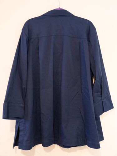 Chicos Womens Navy Blue No Iron Stretch Cotton Oversized Tunic Shirt Sz 4 XXL - Picture 3 of 3