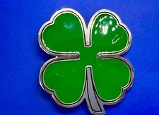 Lucky 4 Leaf Clover Irish St Patrick's Day Shamrock Green Enameled Belt Buckle