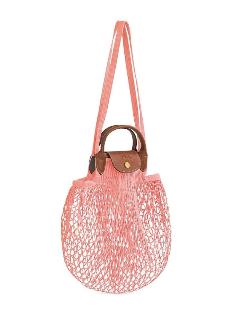 Longchamp Le Pliage Filet Knit Shoulder Bag in Pink