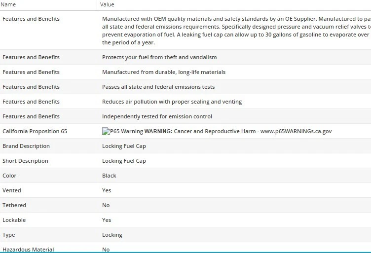 Tapa del tanque de combustible MotoRad MGC771 para Dodge M300 1974 V8-5,2 L Foto 2 de 4