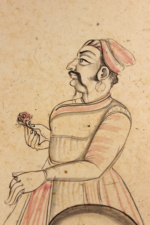 Moderno conjunto de 2 escritos de página de libro mogol pintura gouache y boceto a lápiz*LEER Foto 3 de 4