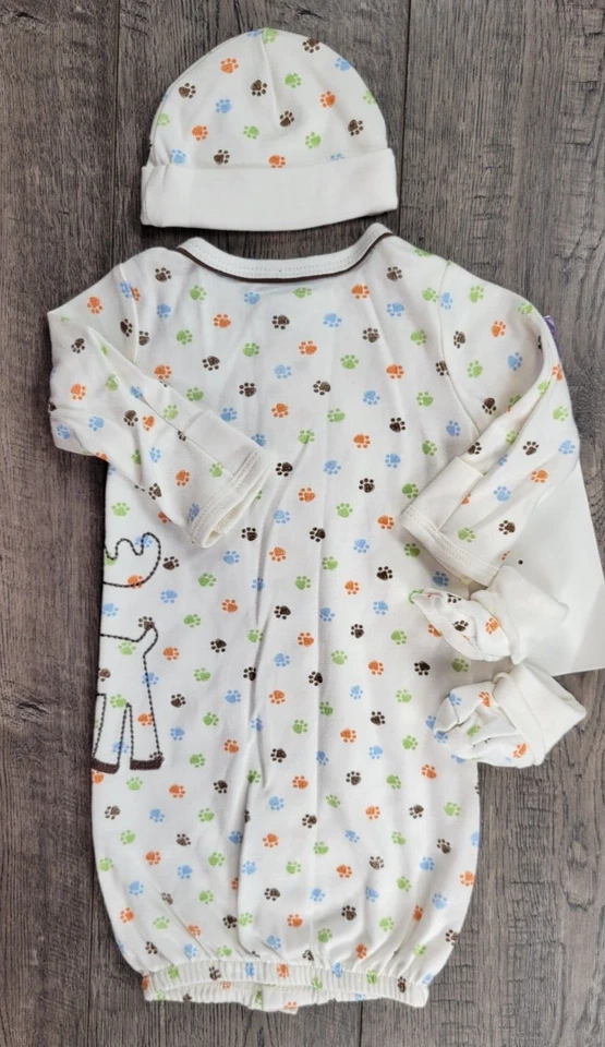 Baby Boy New Babies R Us Preemie 3pc Moose Gown Outfit w/Hat & Booties - Image 3 of 4