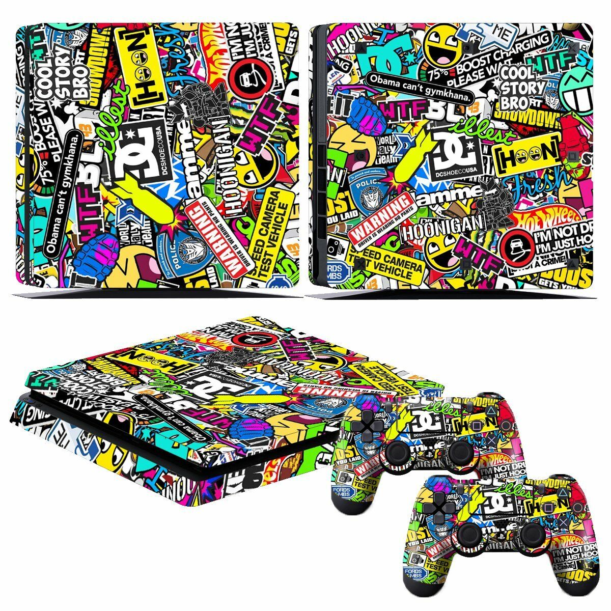 PlayStation 4 Slim Skin Decals - Full Console & 2 Controller Sticker Cover Set