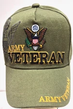 U.S. ARMY VETERAN MILITARY CAP ARMY HAT DARK GREEN WITH SHADOW