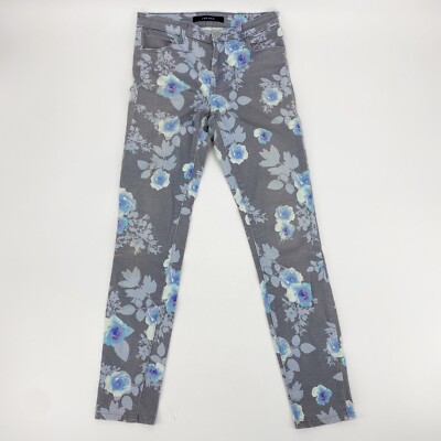 J Brand Womens 620 Super Skinny Jeans Floral Rain Gray Blue Sz 26