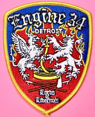 Detroit, MI Fire Dept Engine 34 Patch 3''X4''. PP61.