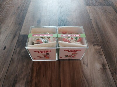 New Set of 2-Christmas in a Box-Tiny Building Blocks-Mini Bricks-Snowman & Santa