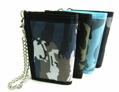 Porte-monnaie Unisexe En Toile Camouflage - Avec Chaîne Et Compartiments Cartes