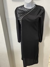 CLIMAX BY DAVIDHOWARD Black fitted dresssleeves sequins metallic threads Sz3/4#7