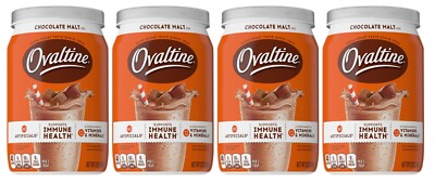 4 Cans Ovaltine Chocolate Malt Powdered Drink Mix Hot Cold Milk Size 12 OZ  4pck