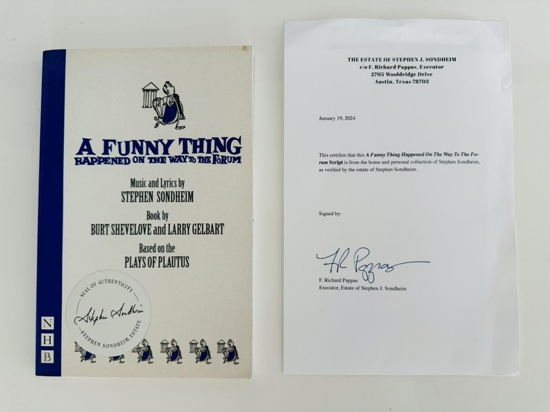 Stephen Sondheim Estate Collection Sticker A FUNNY THING HAPPENED FORUM Script