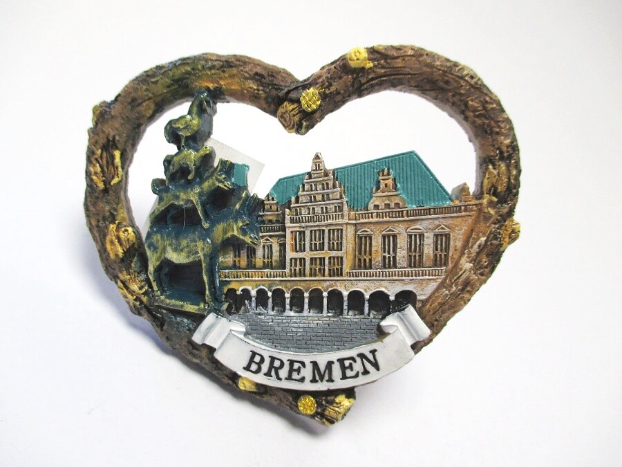 Bremen Town Musicians City Hall Heart 3D Poly Fridge Magnet Souvenir Germany