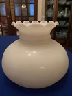 Vintage Milk Glass Ruffled GWTW Oil Tam O Shanter Glass Lamp Shade,