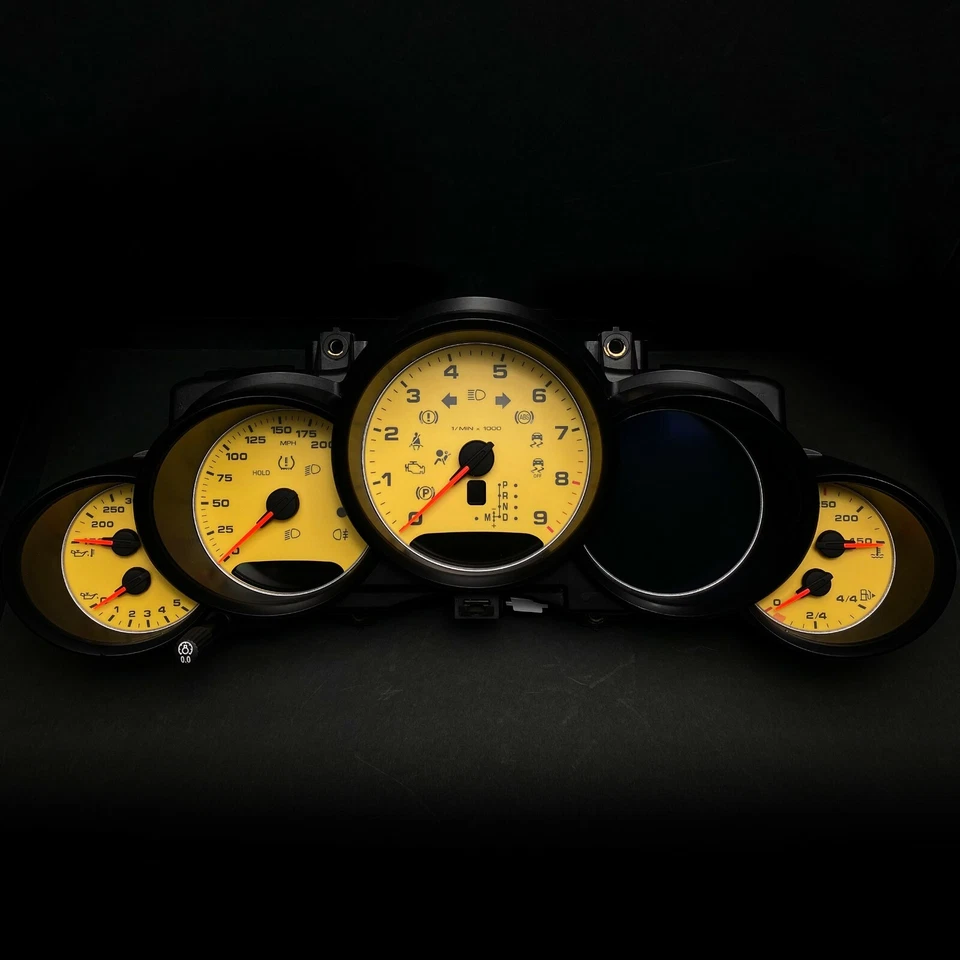 Porsche 911 991 Carrera / S 2011-2015 PDK amarillo MPH venoxi caras de calibre personalizado Foto 3 de 4