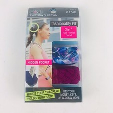 Scunci Everyday Active 2 PCS Hair  Wrist Band Floral/Fuscia 20455-A