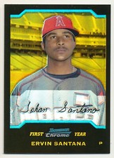 2004 Bowman Chrome ERVIN SANTANA Gold Refractor RC Rare SP Anaheim Angels #/50