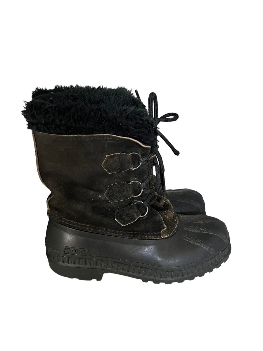 SOREL Kaufman Mens Suede Insulated Waterproof Black Winter Snow Boots Canada 6 Vtg SOREL Kaufman Women Size 8 Black Tall Waterproof  main image 4
