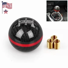 Carbon Fiber Ball Manual MT Gear Shift Shifter Knob W/Red Stripe Universal USA