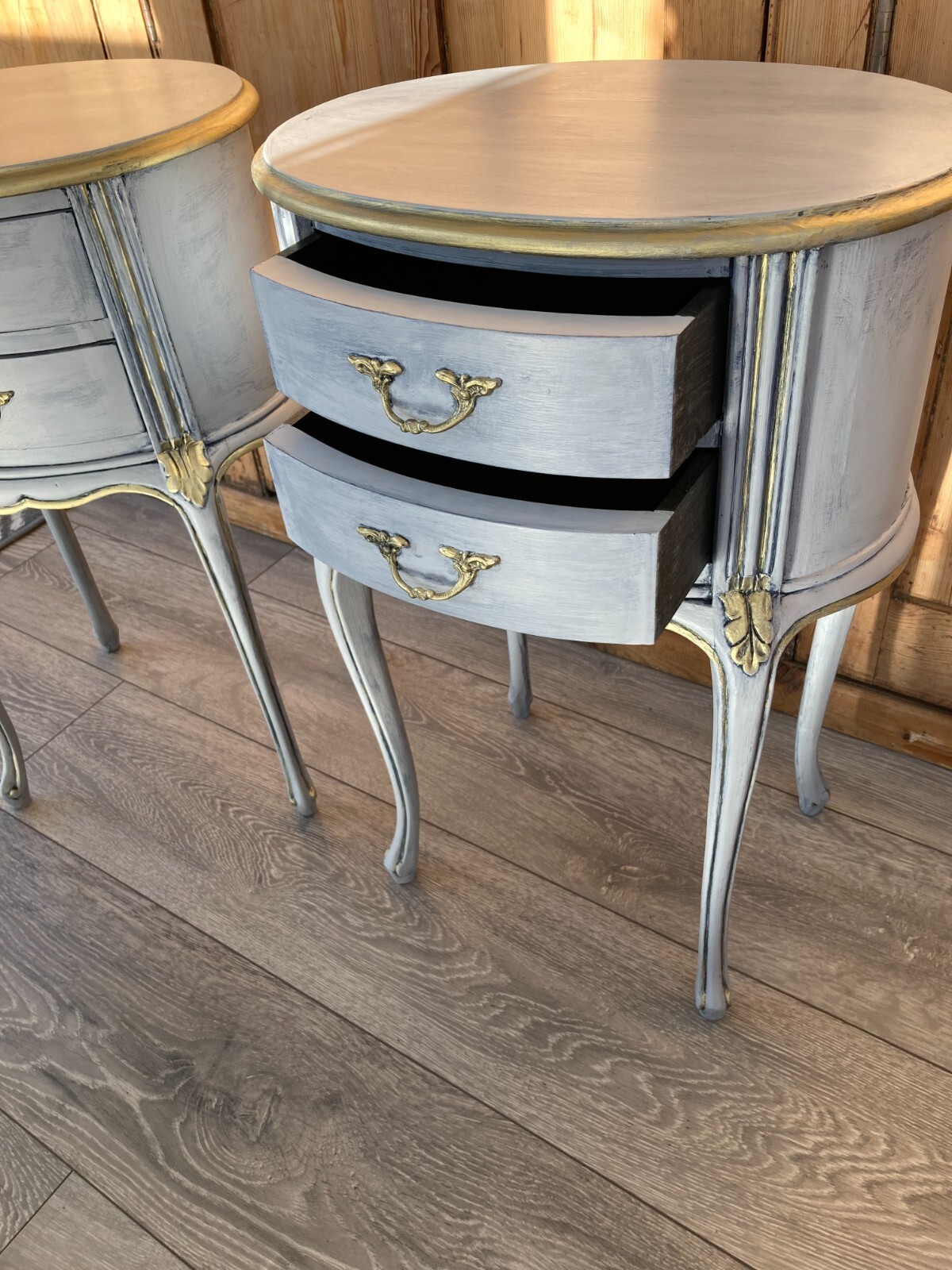 Pair of French style shabby chic bedside tables eBay