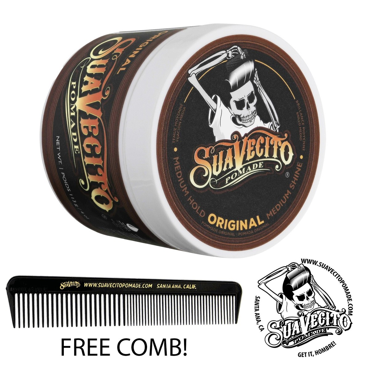 Suavecito Original or Firme (Strong) Hold Pomade 4 oz. or 32 oz