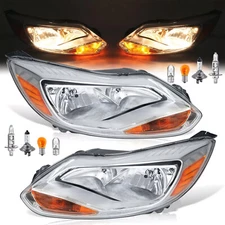 For Ford Focus 2012-2014 Headlights Headlamp Light Driver & Passenger Left+Right