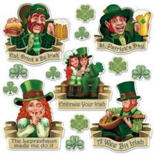 St Patrick's Day Cutout Set 2 14 Pack 3.25" to 14" Paper Supplies Decorations
