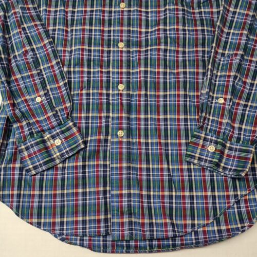 Polo Ralph Lauren Button Down Shirt Men's S Small Blue Red Plaid Preppy Pocket - Picture 2 of 8