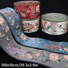 Chinese Floral Embroidery Webbing Ribbon Hanfu Trim Curtain Sofa Tape DIY 1M