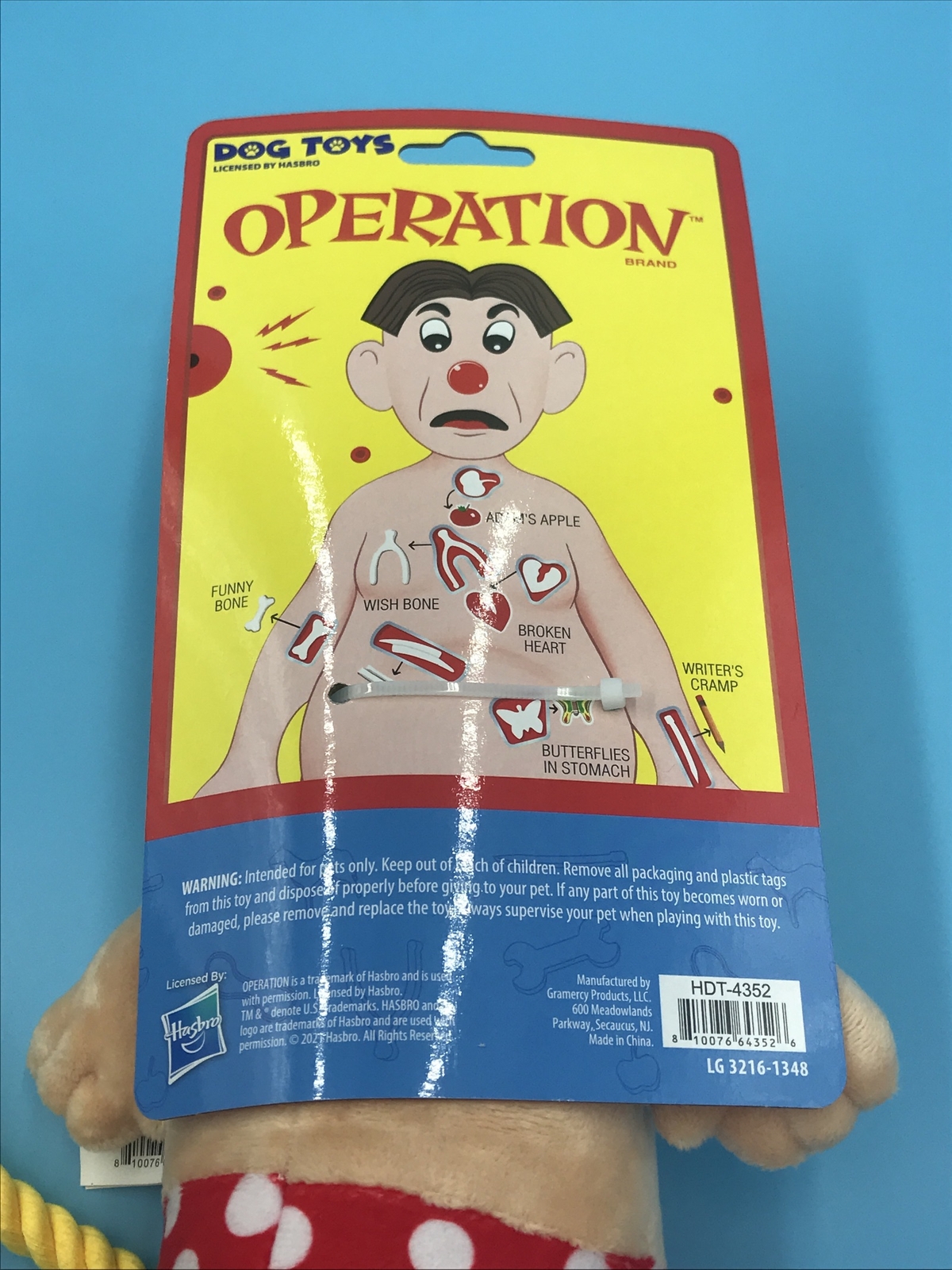  Hasbro Operation Cavity Sam Plush Rope Tug Dog Toy - Squeaker, Crinkle