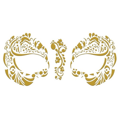 Masque Rage Temp Mardi Gras Mask Tattoo Masquerade Costume Gold Silver Black - Picture 7 of 17