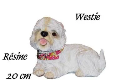 STATUETTE Résine CHIEN YORKSHIRE WESTIE COUCHE 20 cm de L x 14 cm de H - N°F 732 - Photo 1/4