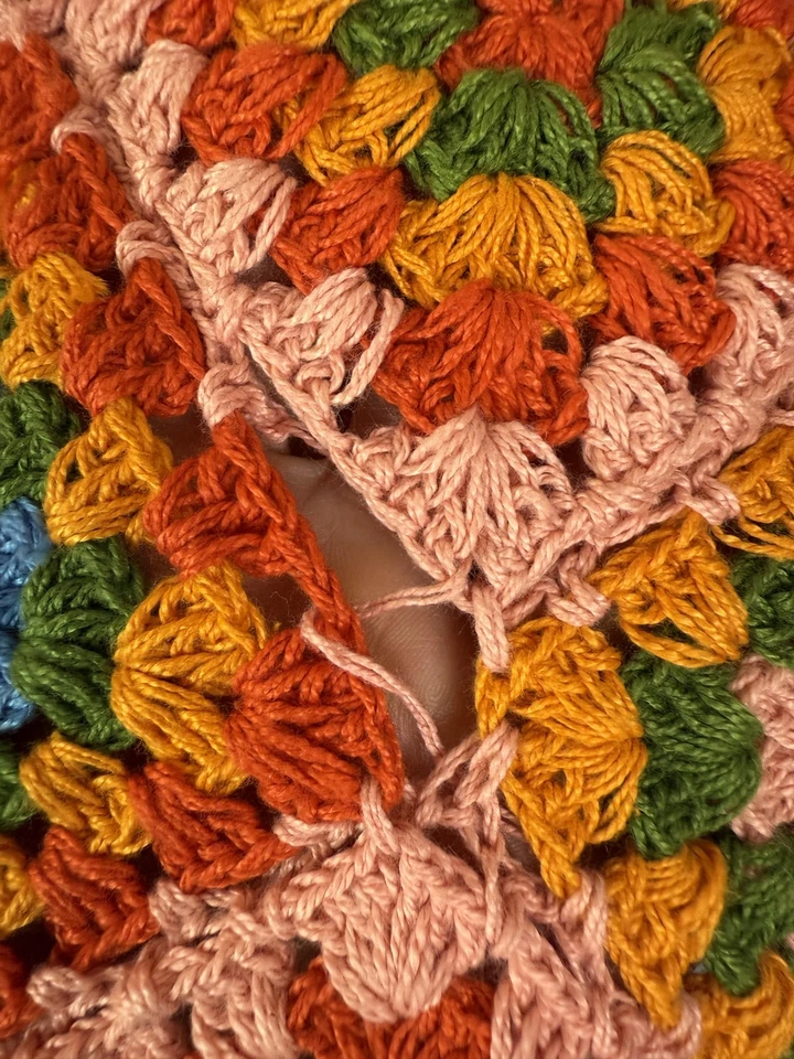 Falda Farm Rio Mujer Grande Naranja Multicolor Crochet Granny Cuadrada Boho Nueva con Etiquetas Foto 4 de 4