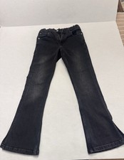 Zara Girls' Jeans Size 10 Black Flare Denim Pants Stretch