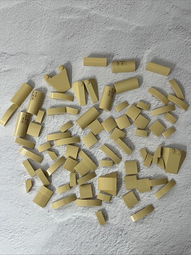 LEGO TAN LOT 75 PCS 2X1 2X2 1X4 CURVED SLOPE BRICK VARIETY BUILDING PIECES