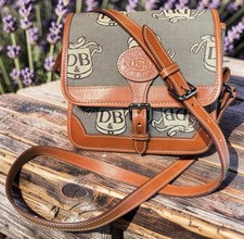 Dooney Bourke Vintage Brown Donegal DB Logo Square Surrey Saddle Crossbody Bag