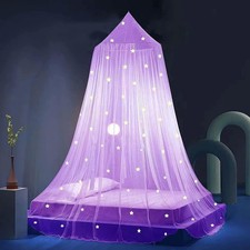 Betthimmel Prinzessin mit Leuchtenden Sternen, Moskitonetz f&uuml;r M&auml;dchen, Lila