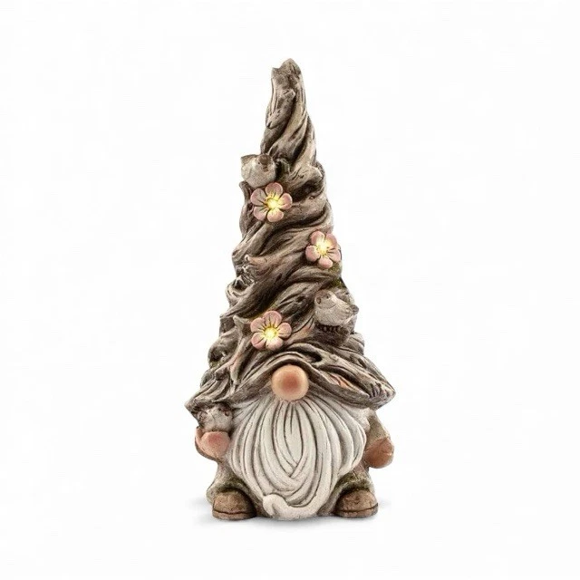 Napco Gnome with Flowers Brown 18 x 8.25 Resin Outdoor Garden Statue Brand New - Image 2 of 4