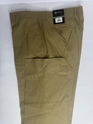 NWT Bachrach Camel Wool Dress Pants 36 Waist Regular Khaki Flat Front