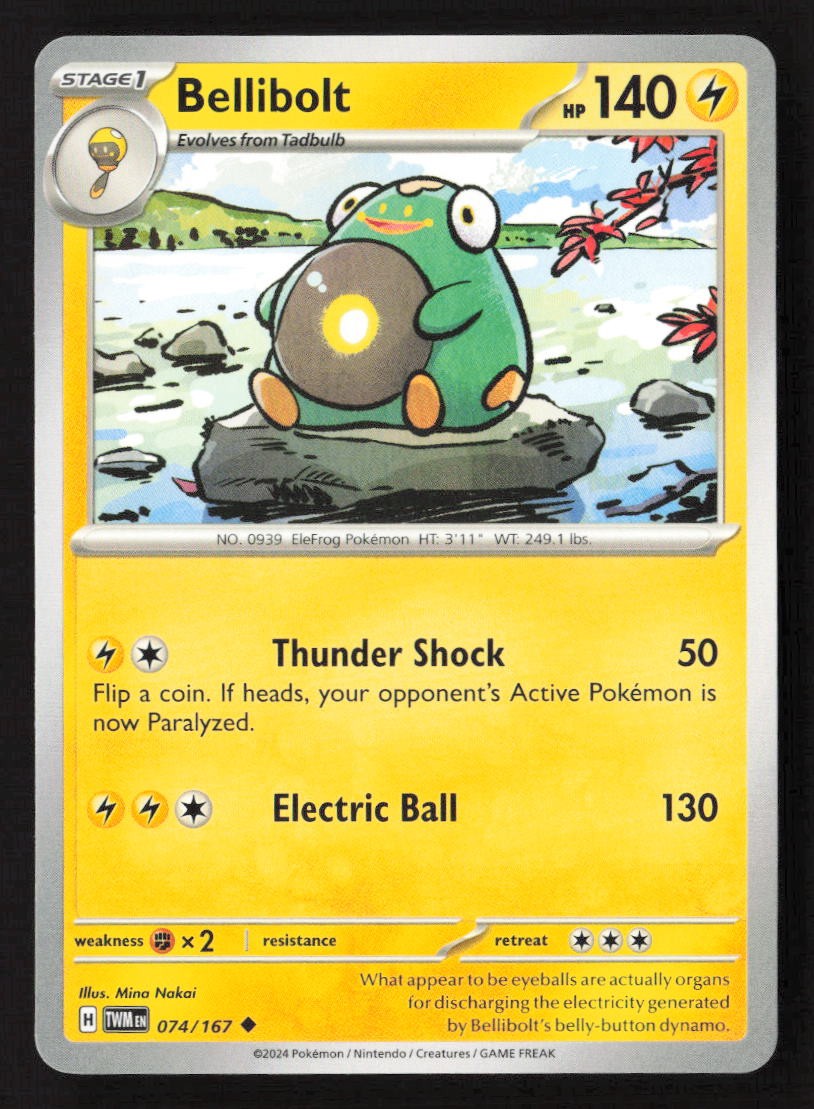 Bellibolt Uncommon TWM 074/167 NM Pokemon TCG